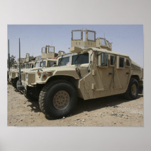 A row of humvees from Task Force Military Polic Poster