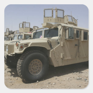 A row of humvees from Task Force Military Polic Square Sticker