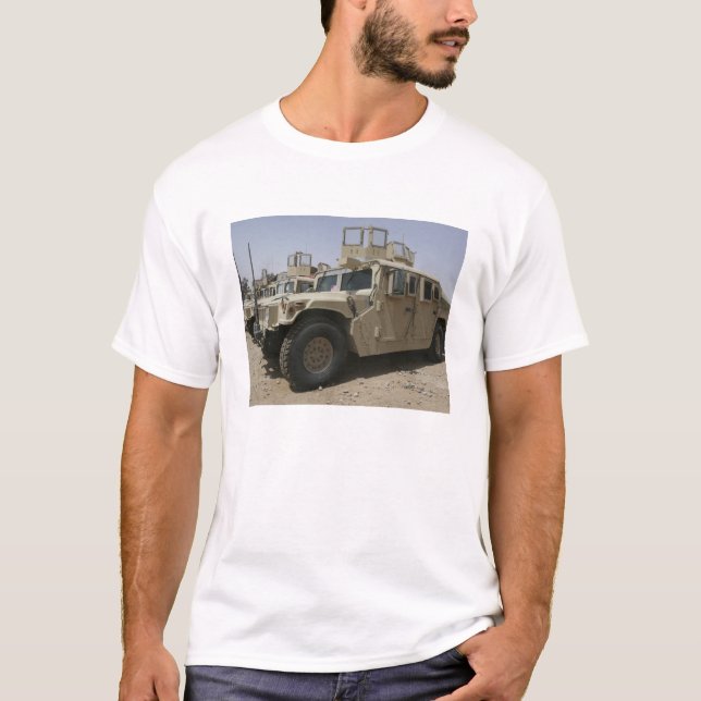 A row of humvees from Task Force Military Polic T-Shirt (Front)