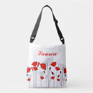 A Row of Red Poppies Crossbody Bag