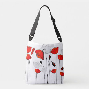 A Row of Red Poppies Crossbody Bag