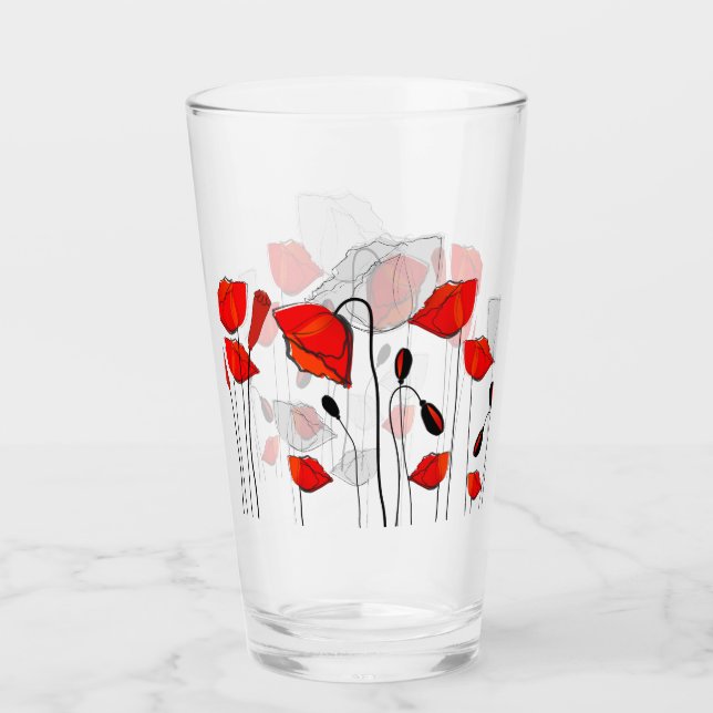A Row of Red Poppies Glass (Front)