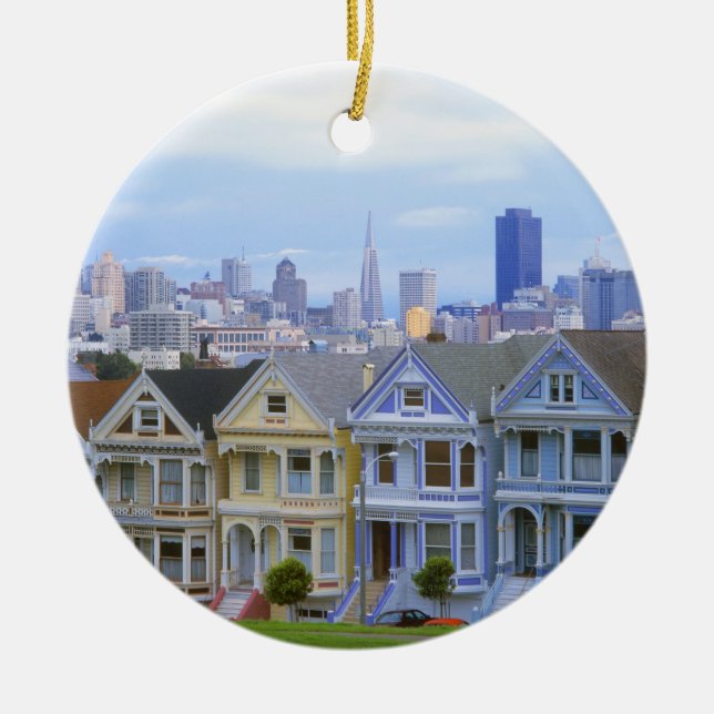 A row of Victorian homes Ceramic Ornament (Front)
