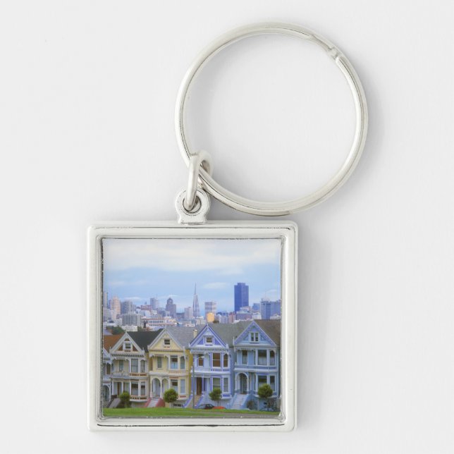 A row of Victorian homes Key Ring (Front)