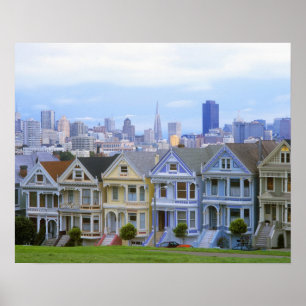 A row of Victorian homes Poster