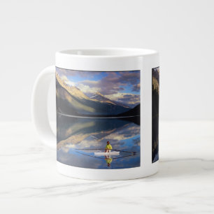 A rower on Banff Lake in the Canada MR) Large Coffee Mug