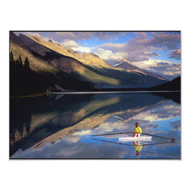 A rower on Banff Lake in the Canada MR) Photo Print (Front)