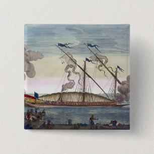 A Royal Galley (Spanish or Portuguese) rowed by sl 15 Cm Square Badge
