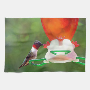 A Ruby Throated Hummingbird Tea Towel
