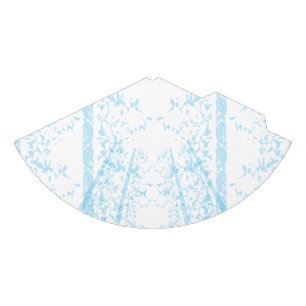 A rug featuring a blue and white creative arts mot party hat