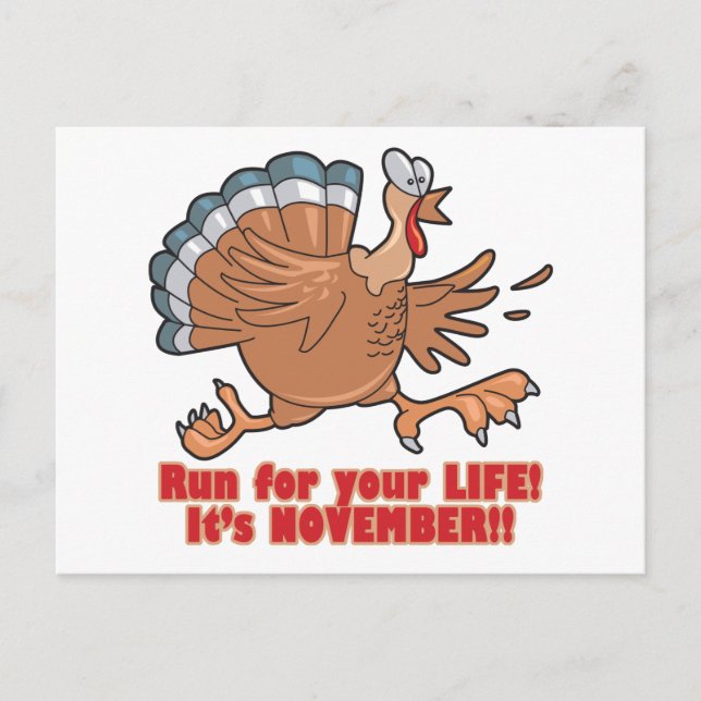 a run for life funny turkey postcard (Front)
