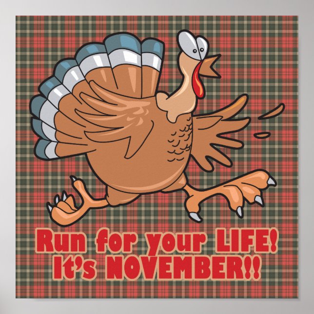 a run for life funny turkey poster (Front)