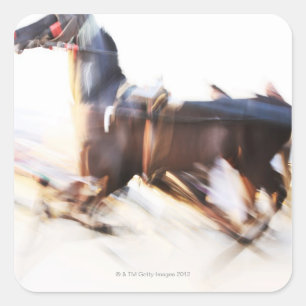 A running horse at a high speed is competing in square sticker