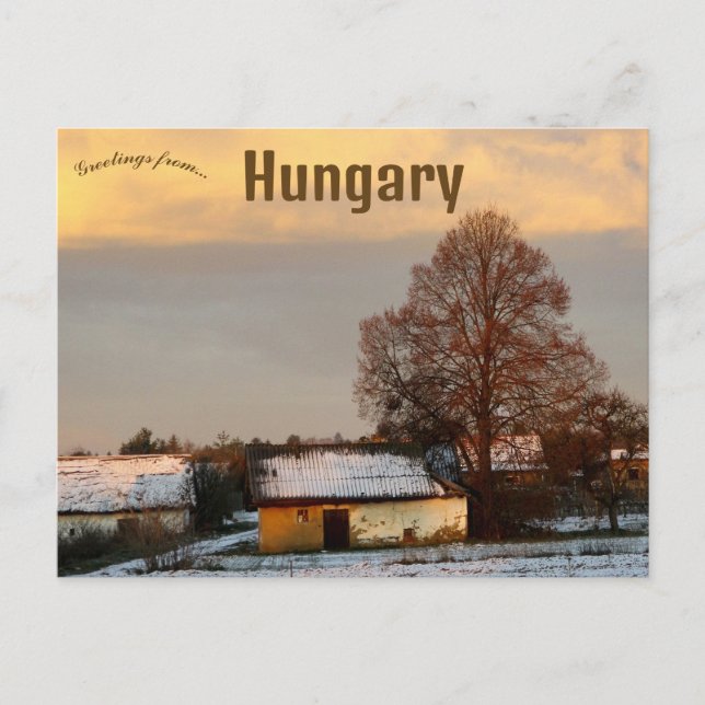 A Rural Scene in Hungary at Dawn Postcard (Front)
