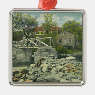 A Rustic Bridge at Perkins Cove Scene Metal Tree Decoration