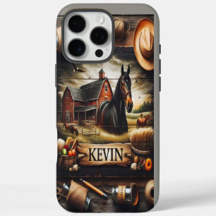 A Rustic Farm Scene With A Horse, A Red Barn, And  iPhone 16 Pro Max Case