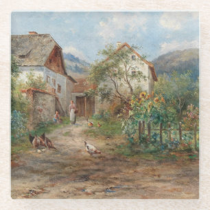 A Rustic Garden in Blossom in the Countryside Glass Coaster