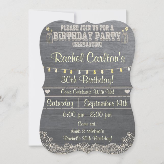 A Rustic Mason Jar Birthday Party Invitation (Front)
