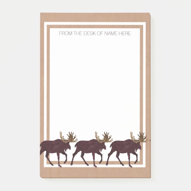 A Rustic Moose Faux Leather-Look Home Office Post-it Notes (Front)