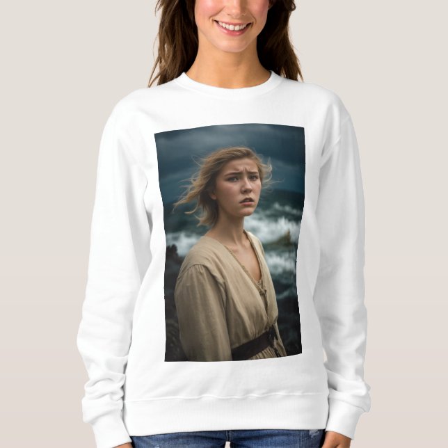 A sad girl standing  sweatshirt (Front)
