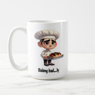 A Sad Pastry Chef with Burned Bread Coffee Mug
