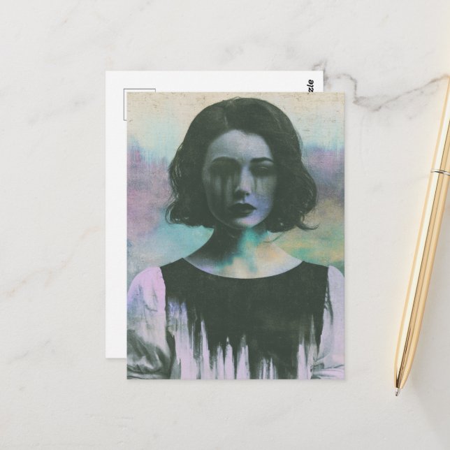 A Sad Woman Postcard (Front/Back In Situ)
