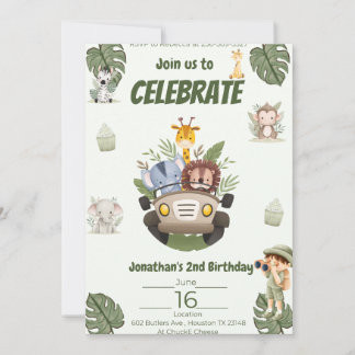 A Safari Animals Birthday Party Invitation 