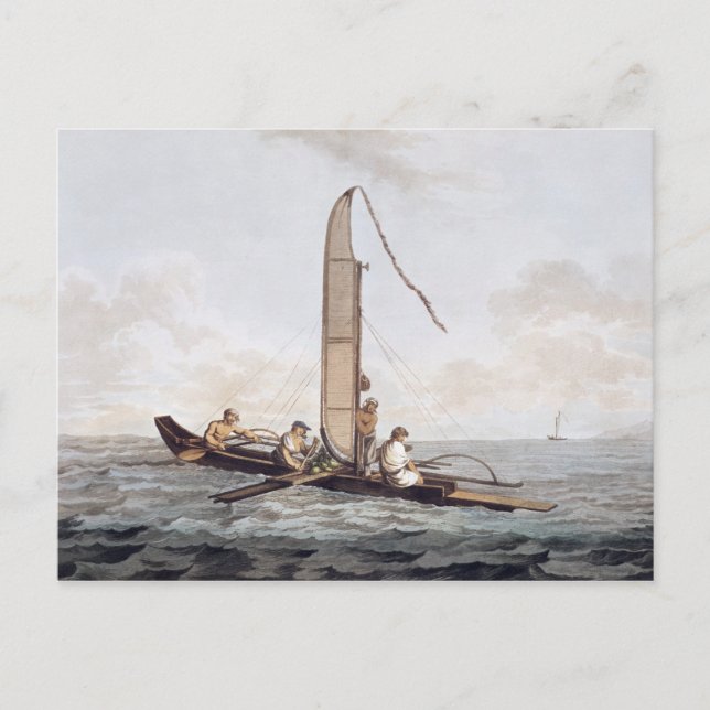A Sailing Canoe of Otaheite Postcard (Front)