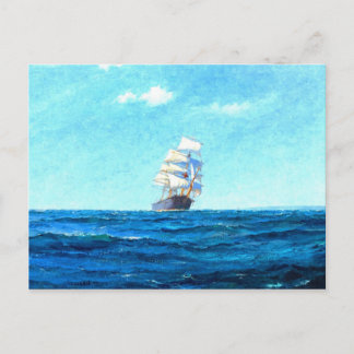 A sailing ship at sea postcard