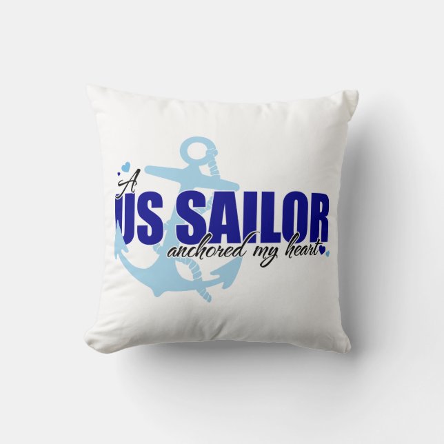 A Sailor Anchored My Heart Cushion (Front)