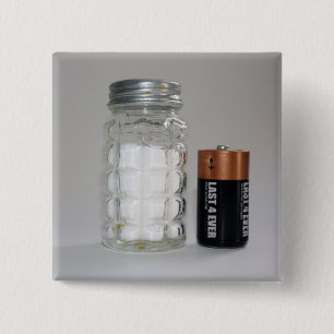 A Salt and Battery 15 Cm Square Badge