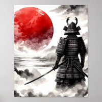 A Samurai Warrior In Traditional Armour Poster