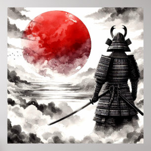 A Samurai Warrior In Traditional Armour Poster