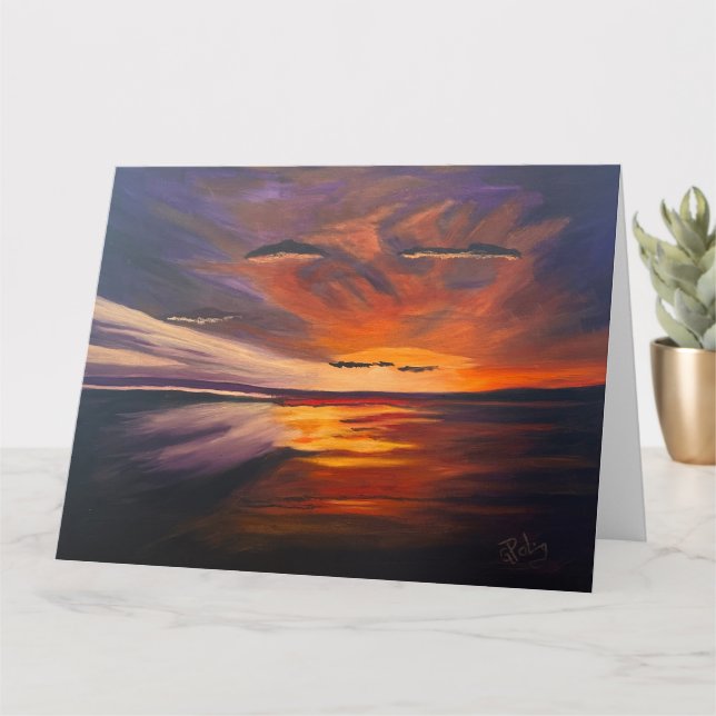 A San Diego Sunset, Original by Gary Poling Card (Small Plant)