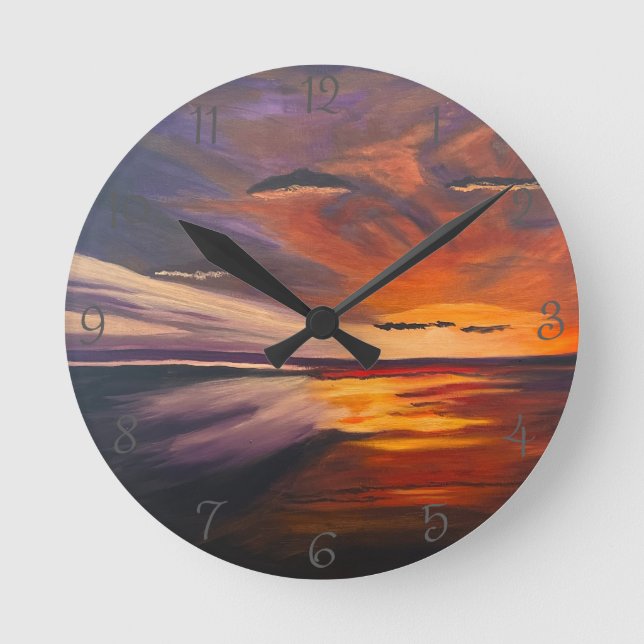 A San Diego Sunset, Original by Gary Poling Round Clock (Front)