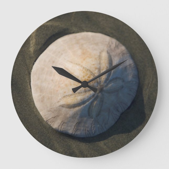 A Sand Dollar On The Beach Large Clock (Front)