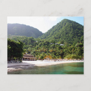 A sandy beach on the island of Saint Lucia Postcard