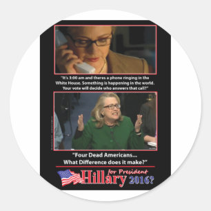 A Sarcastic Look at Hillary for President 2016 Classic Round Sticker