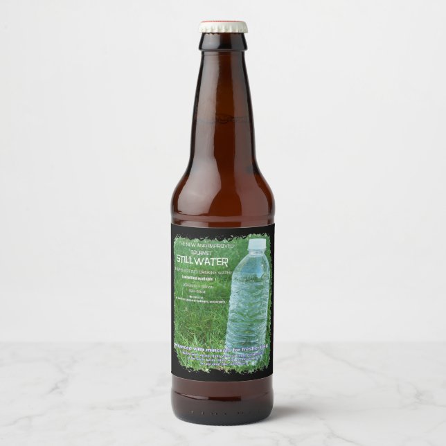 a satire parody spoof water bottle label (Front)