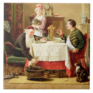 A Satisfying Meal, 1883 (oil on canvas) Ceramic Tile