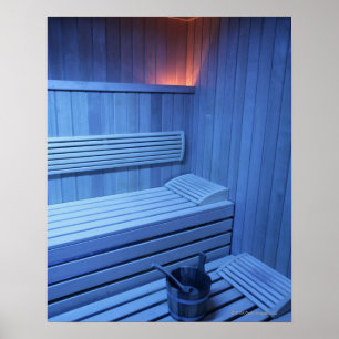 A sauna in blue light, Sweden. Poster