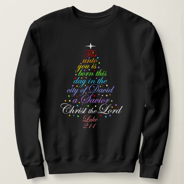 A Savior is Born Luke 2-11 Christmas Tree Shirts (Design Front)