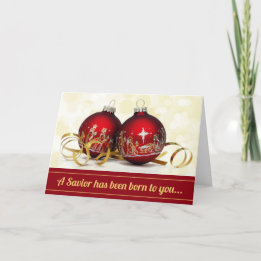 A Saviour Has Been Born Christmas Ornament Nativit Holiday Card