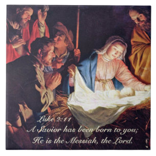 A Saviour has been Born Luke 2, Christmas Nativity Tile
