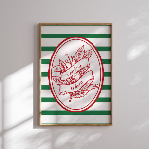 A Saviour Is Born Red Holly Banner Christmas Poster