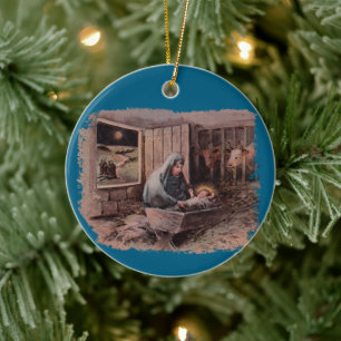 A Saviour is Born Vintage Christmas Ornament