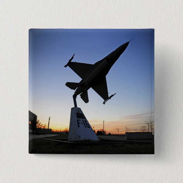 A scale model of an F-16 C Fighting Falcon 15 Cm Square Badge (Front)