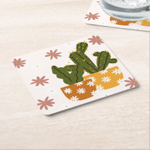 A Scandinavian Art Seamless Pattern Square Paper Coaster