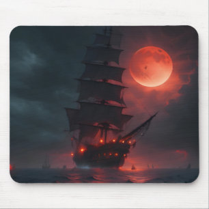 A Scary Pirate Ship Ominously Sailing Mouse Pad