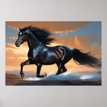 A scene from nature A black horse